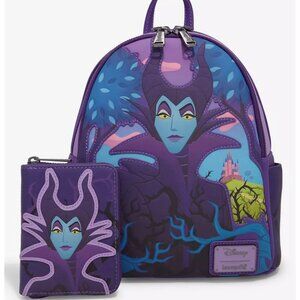 Loungefly Disney Sleeping Beauty Maleficent Mini Backpack and Wallet Set NWT